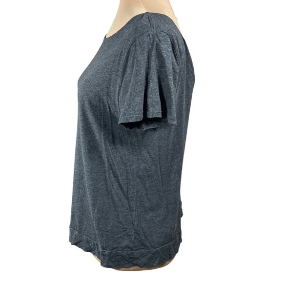 Loft Shirt Tee V-Back Side Tie Grey Size M Medium Cotton Modal - Picture 2 of 6